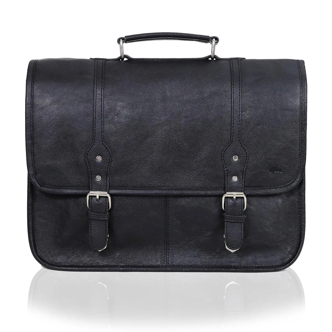 Landon Black Leather Messenger Bag