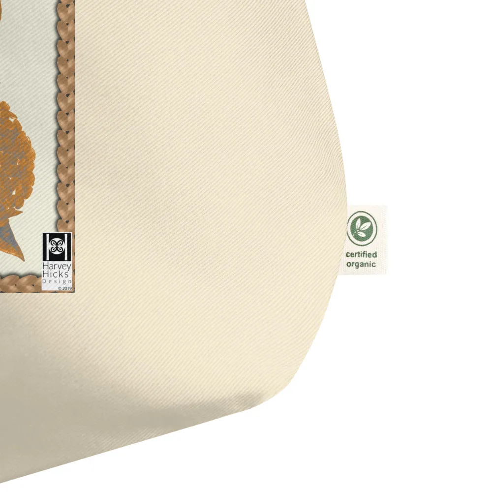 Large tote bag:, 100% organic cotton featuring a vintage illustration of a hydrangea