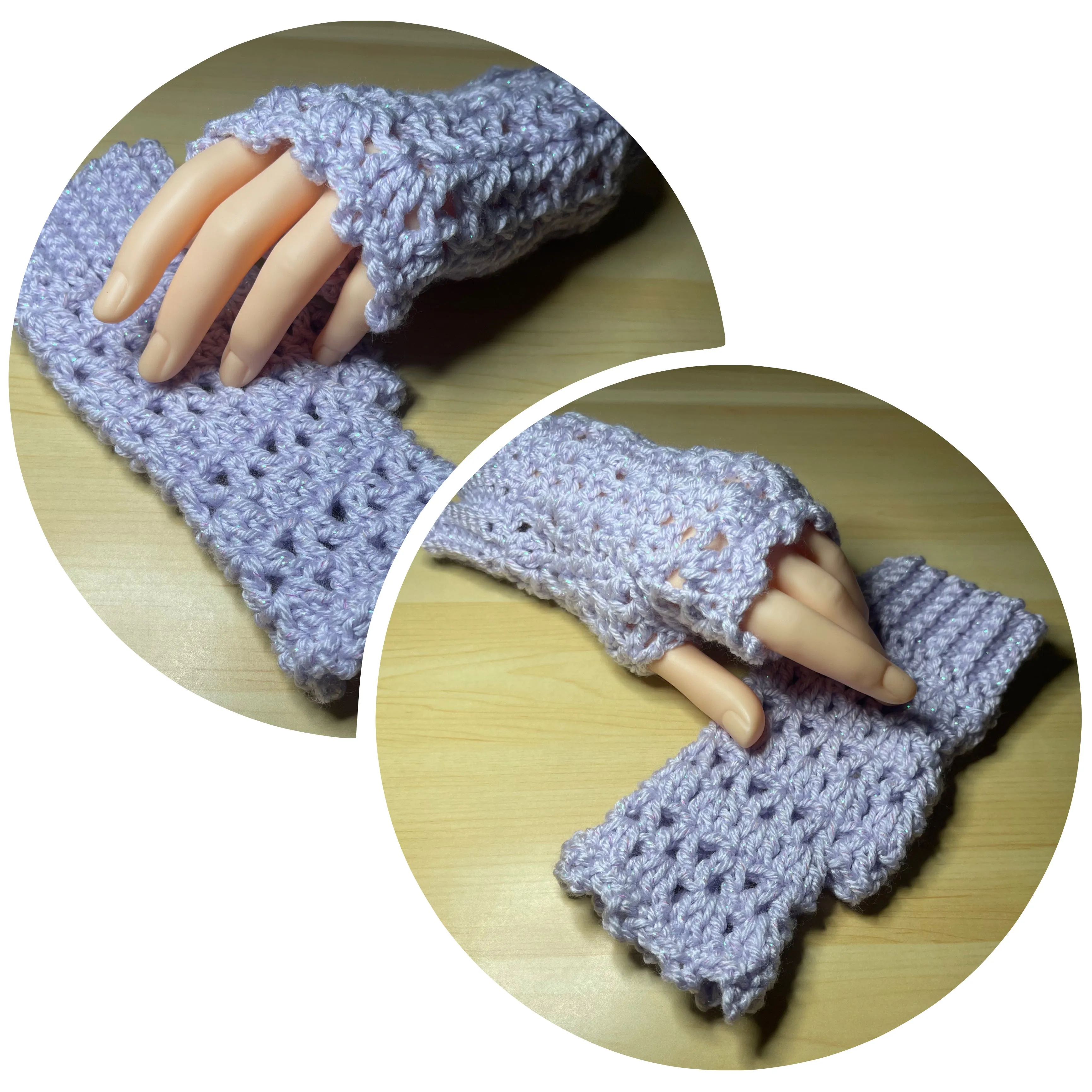 Lavendar Tinsel Fingerless Gloves