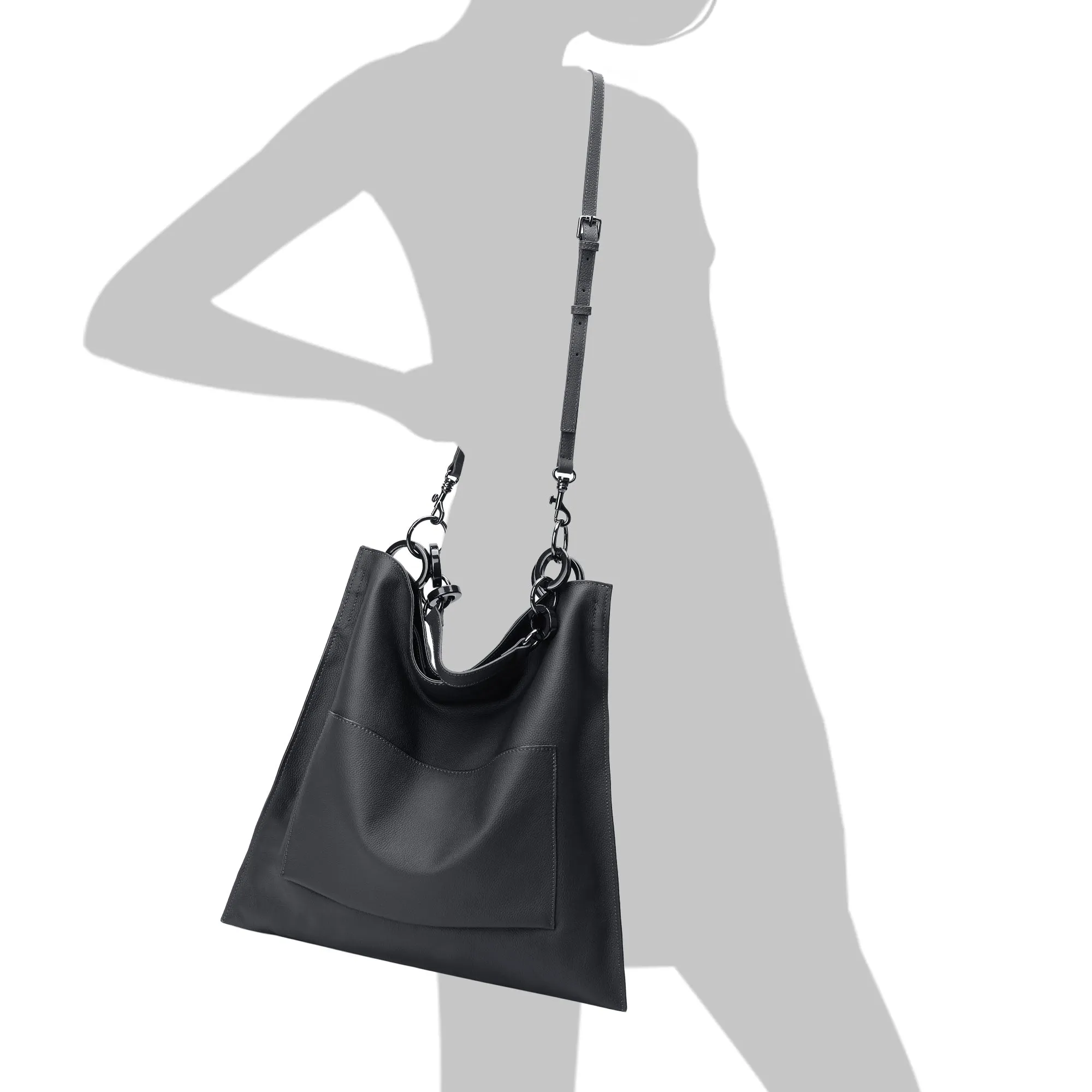 Leather Messenger Tote