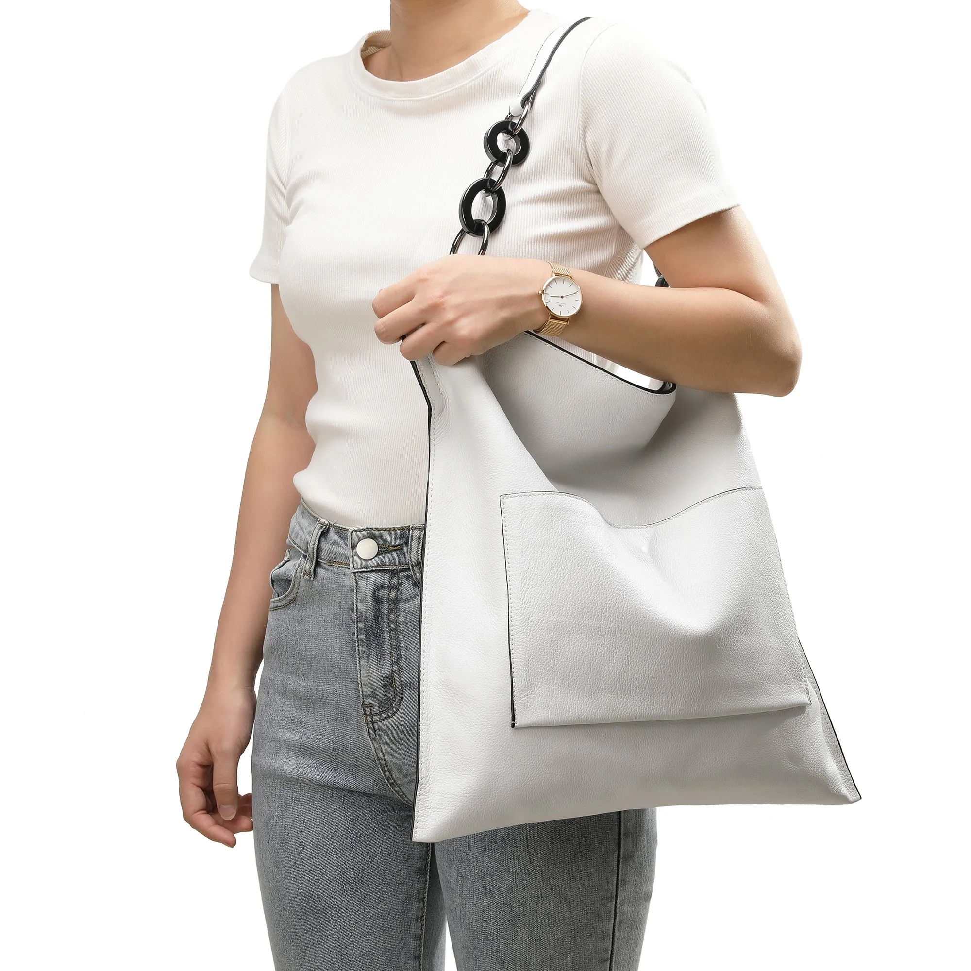 Leather Messenger Tote