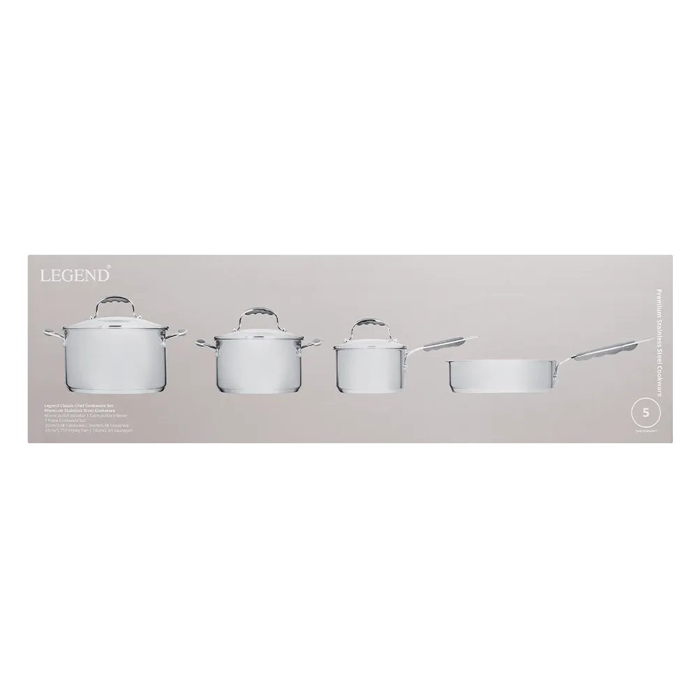 Legend Classic Chef Cookware Stainless Steel 7 Piece Set