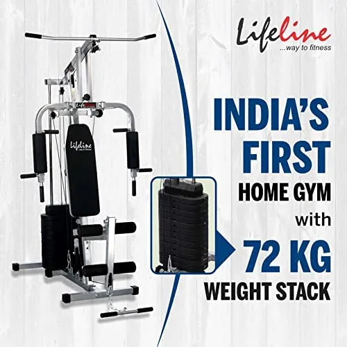 Lifeline Fitness HG-002 Home Gym Machine with 72kg Weight Stack with LE-103BS Air Bike with Back Support for Complete Home Gym Setup