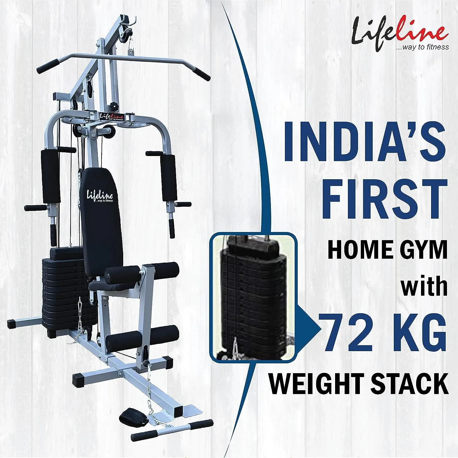 Lifeline Fitness HG-002 Multi Home Gym for Complete Workout with Bonus 5KG Hexa Dumbbell Set