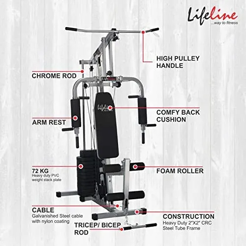 Lifeline Fitness HG-002 Multi Home Gym Full Body Workout Combo with LB-310 Abdominal/Situp Bench,