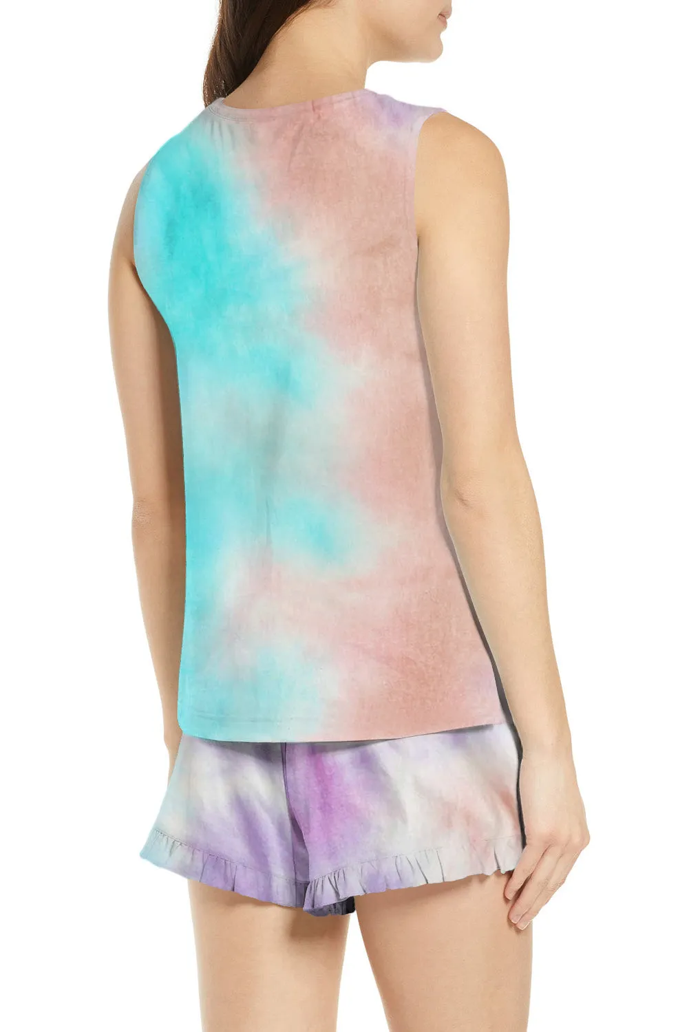 Light Blue Swingy Tank and Ruffled Shorts Loungewear