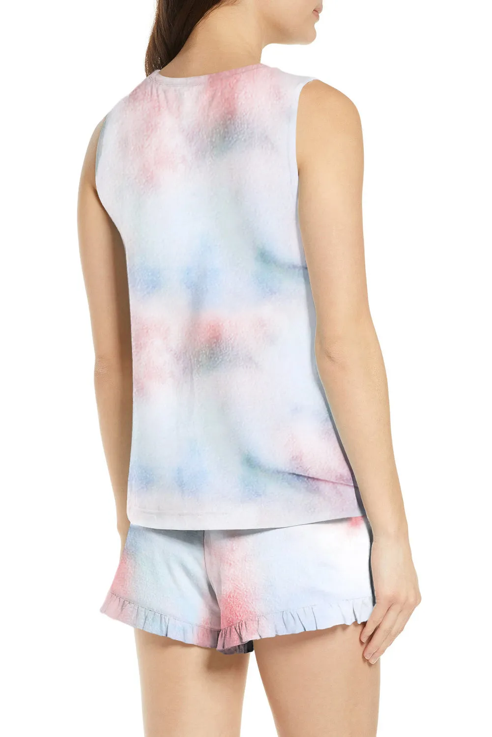 Light Blue Swingy Tank and Ruffled Shorts Loungewear