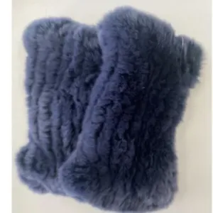 Linda Richards Navy Rex Fur Handwarmers