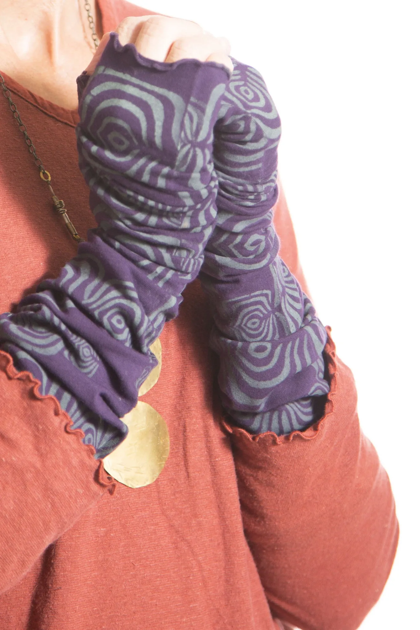 Long Fingerless Gloves Printed-Blue Fish Clothing
