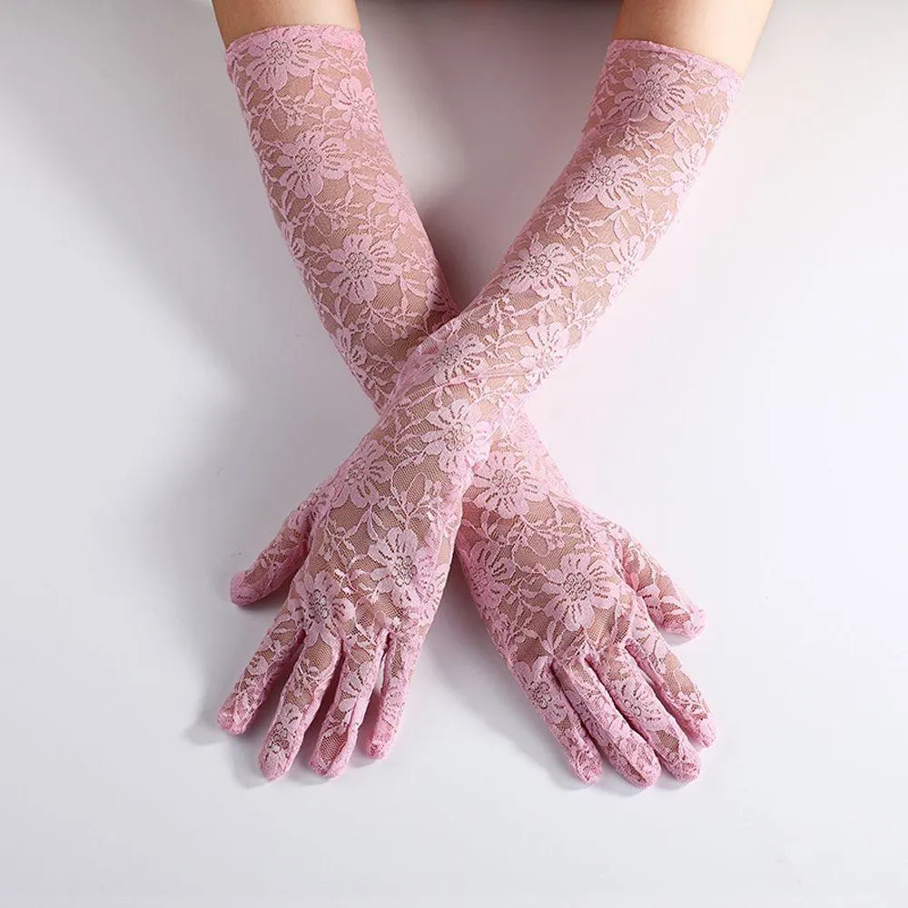 Long Lace Gloves Sexy Fishnet Mesh Fingerless Glove