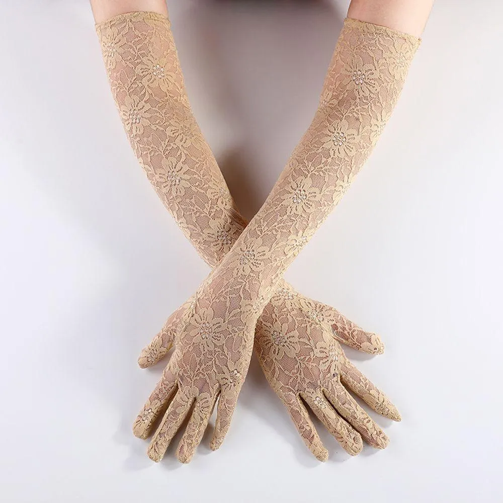 Long Lace Gloves Sexy Fishnet Mesh Fingerless Glove