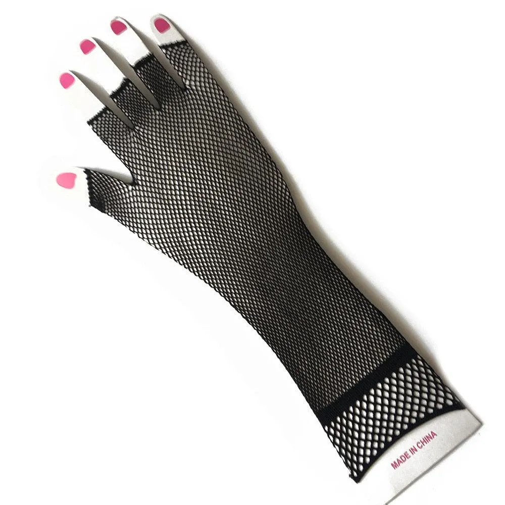 Long Lace Gloves Sexy Fishnet Mesh Fingerless Glove