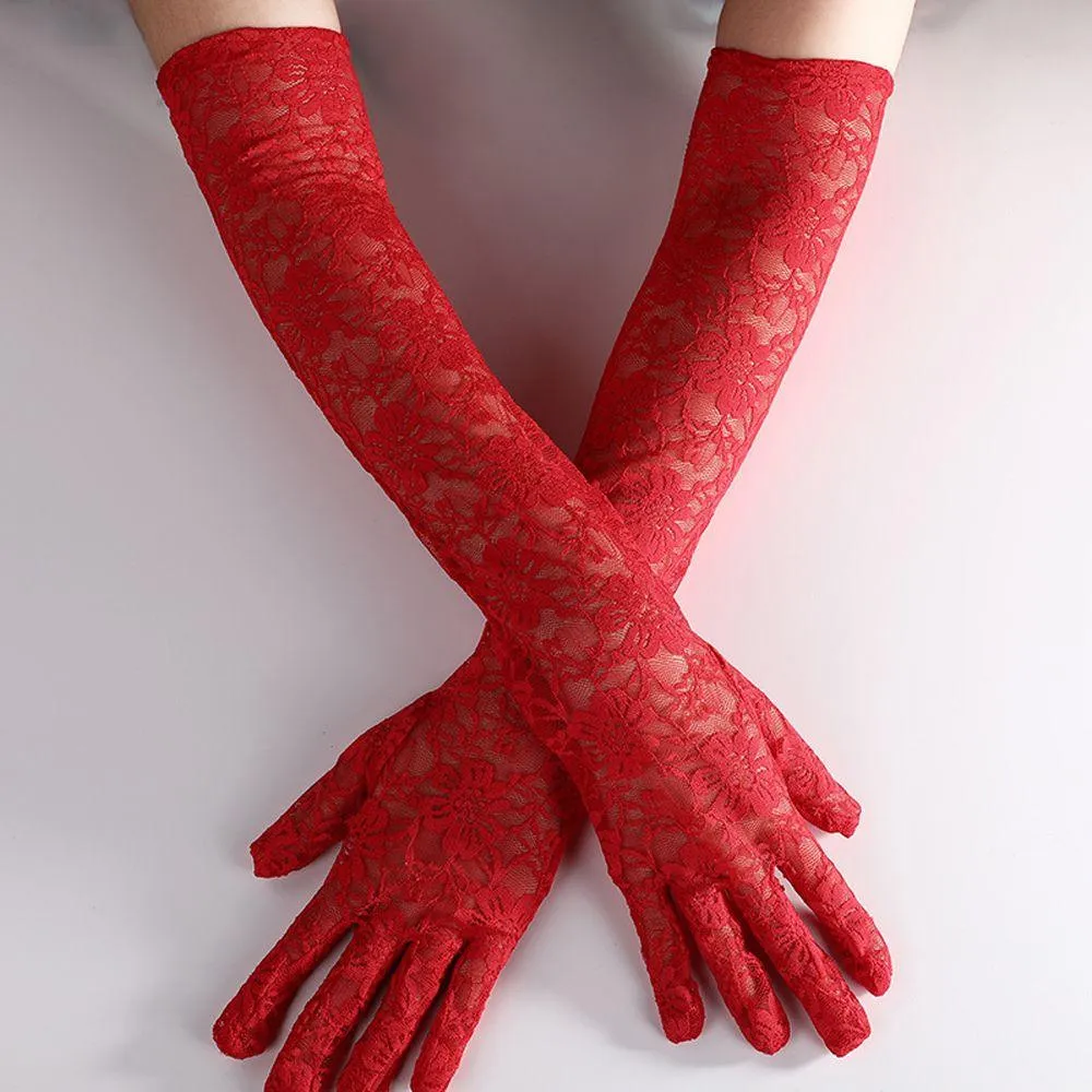 Long Lace Gloves Sexy Fishnet Mesh Fingerless Glove
