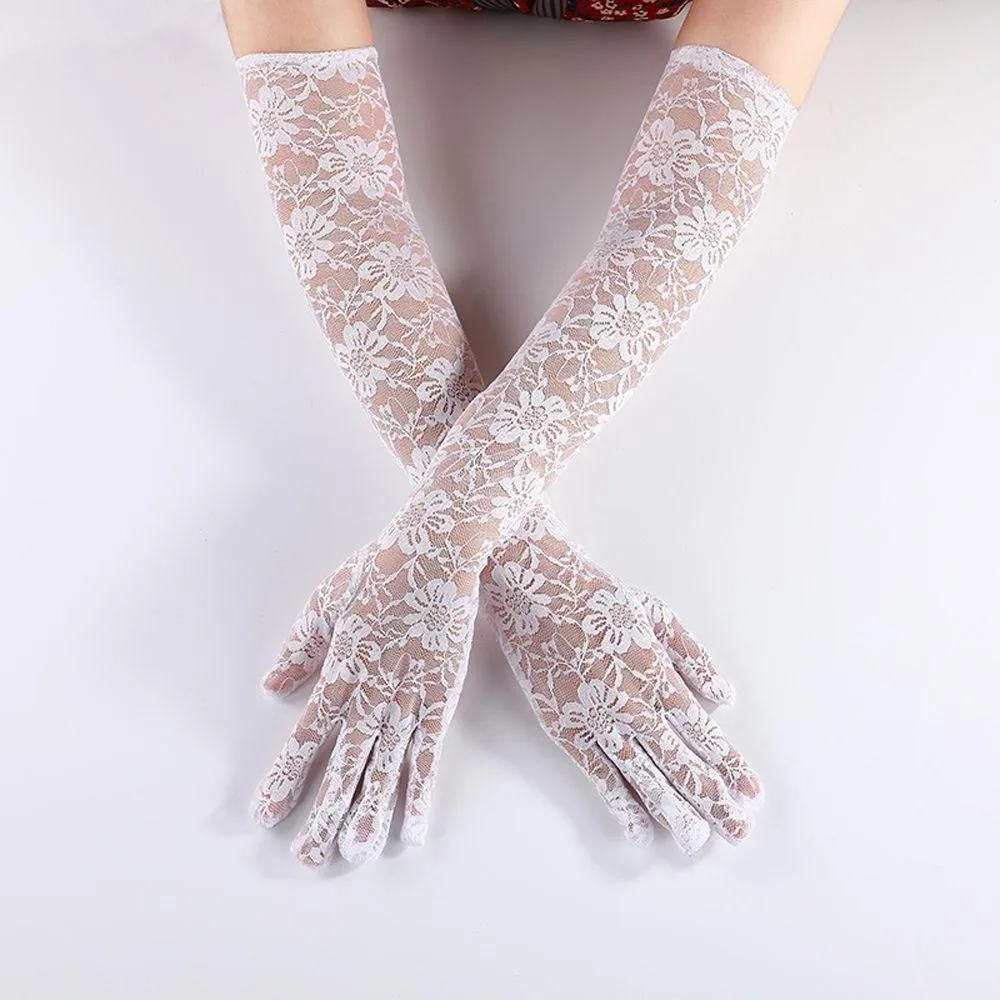 Long Lace Gloves Sexy Fishnet Mesh Fingerless Glove