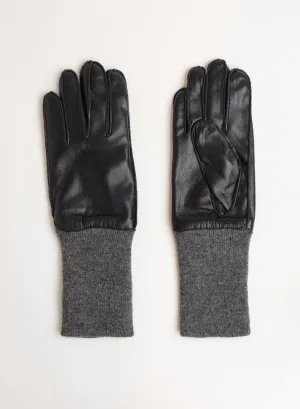 Long Rib Cuff Gloves - Black/Charcoal