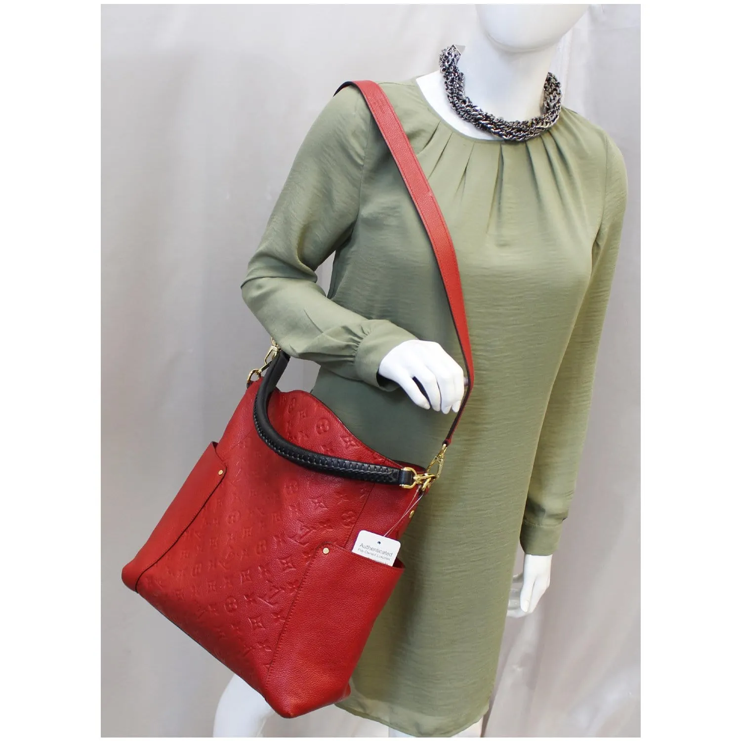 LOUIS VUITTON Bagatelle Monogram Empreinte Leather Shoulder Bag Orange