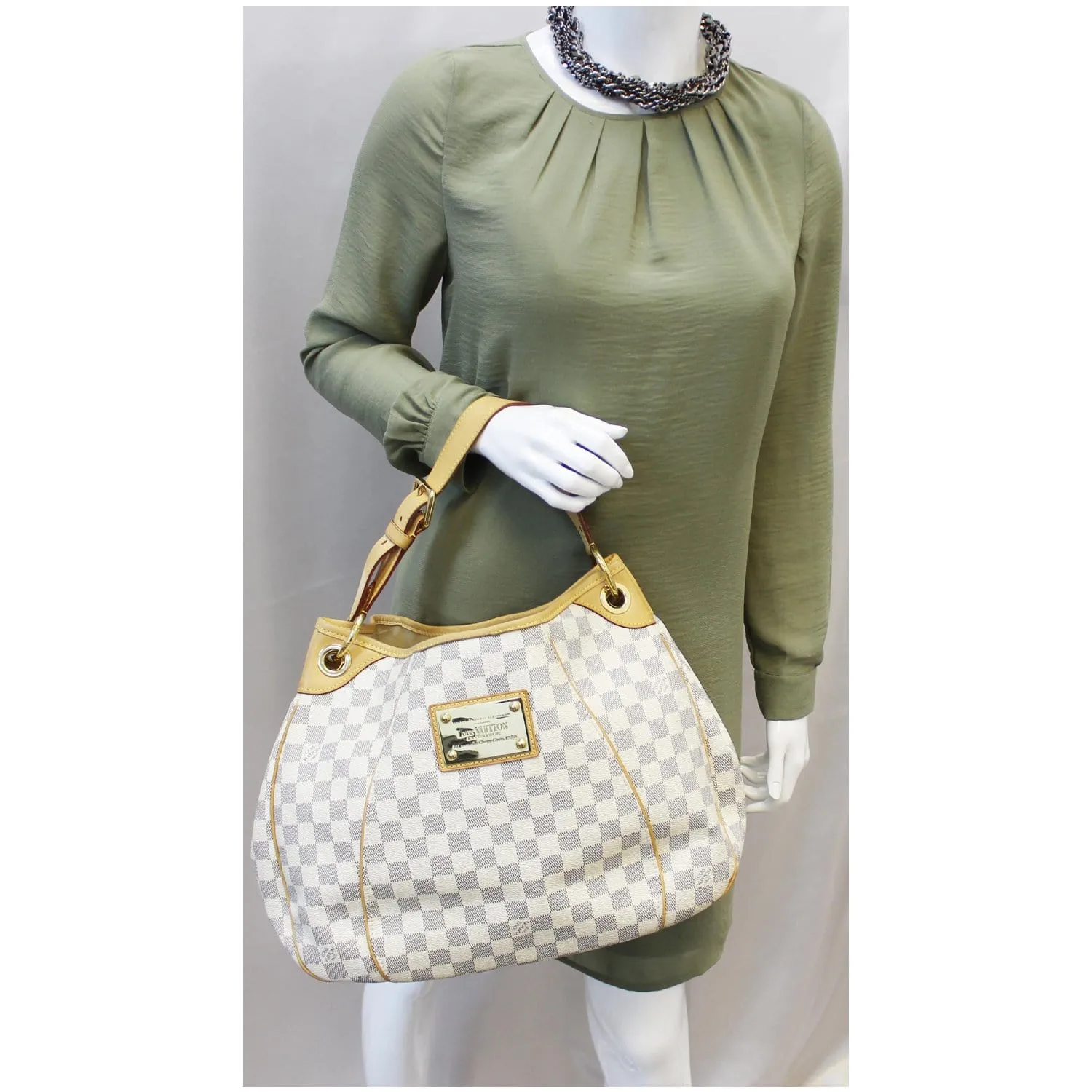 LOUIS VUITTON Galliera PM Damier Azur Shoulder Bag White