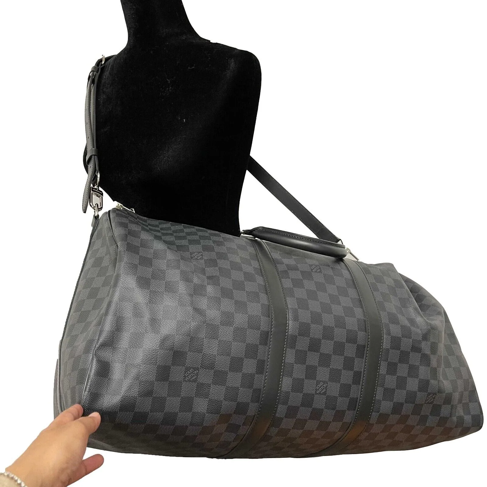 Louis Vuitton Keepall Bandoulière 55 Damier Graphite Black Excellent Duffle
