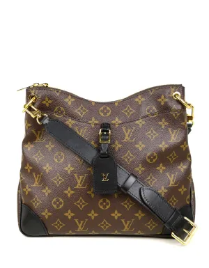 Louis Vuitton Monogram/Black Leather Odeon MM Messenger Bag