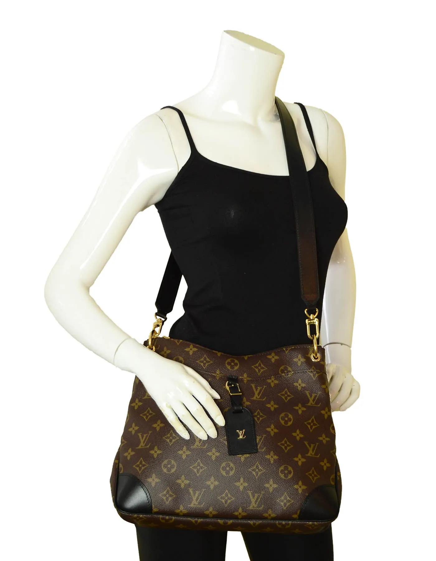 Louis Vuitton Monogram/Black Leather Odeon MM Messenger Bag