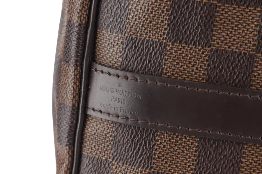 LOUIS VUITTON SPEEDY BANDOULIERE 30 DAMIER EBENE CANVAS GOLD HARDWARE WITH STRAPS AND DUST COVER