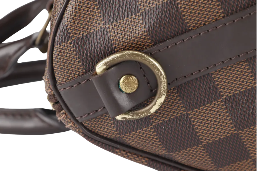 LOUIS VUITTON SPEEDY BANDOULIERE 30 DAMIER EBENE CANVAS GOLD HARDWARE WITH STRAPS AND DUST COVER