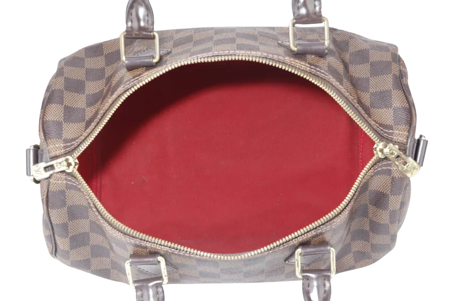 LOUIS VUITTON SPEEDY BANDOULIERE 30 DAMIER EBENE CANVAS GOLD HARDWARE WITH STRAPS AND DUST COVER