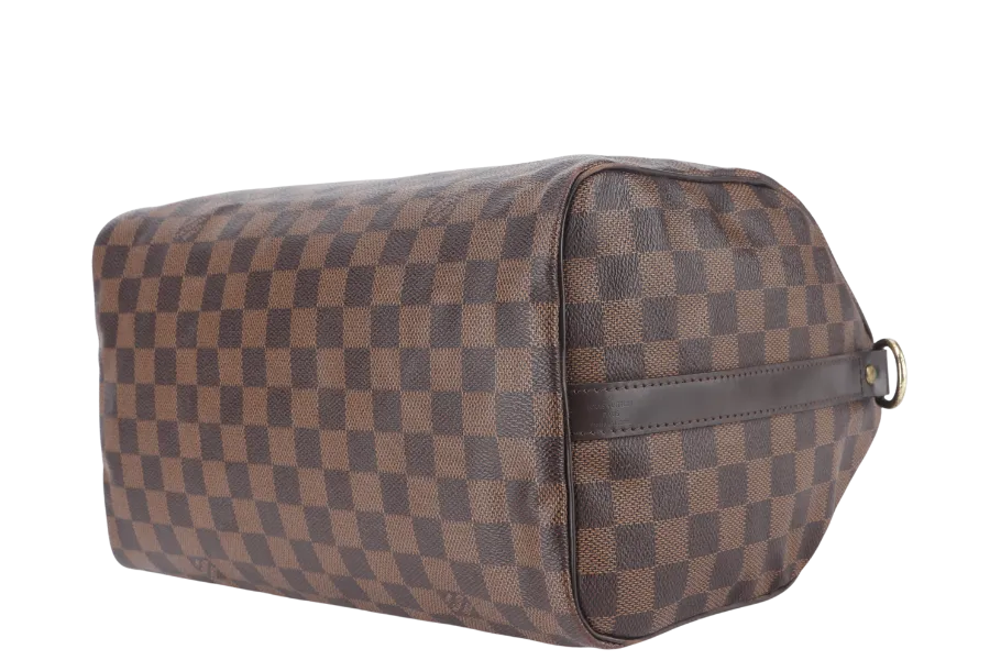 LOUIS VUITTON SPEEDY BANDOULIERE 30 DAMIER EBENE CANVAS GOLD HARDWARE WITH STRAPS AND DUST COVER