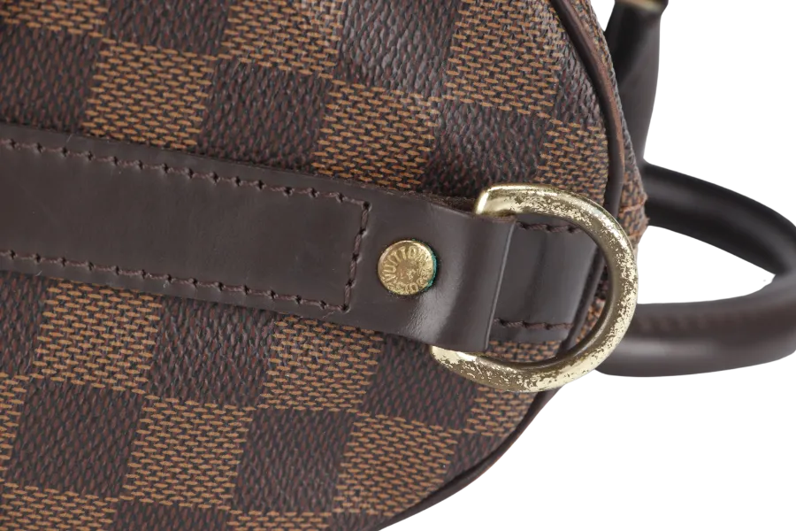 LOUIS VUITTON SPEEDY BANDOULIERE 30 DAMIER EBENE CANVAS GOLD HARDWARE WITH STRAPS AND DUST COVER