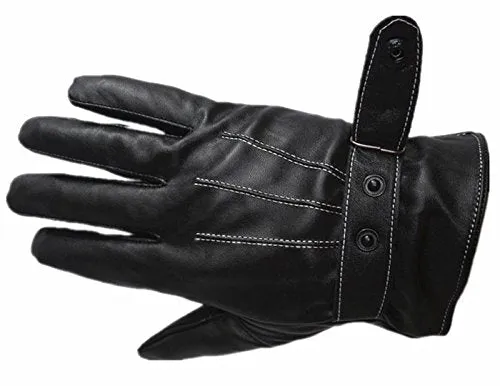 Lowpricenice Men PU Leather Winter Super Driving Warm Gloves Cashmere