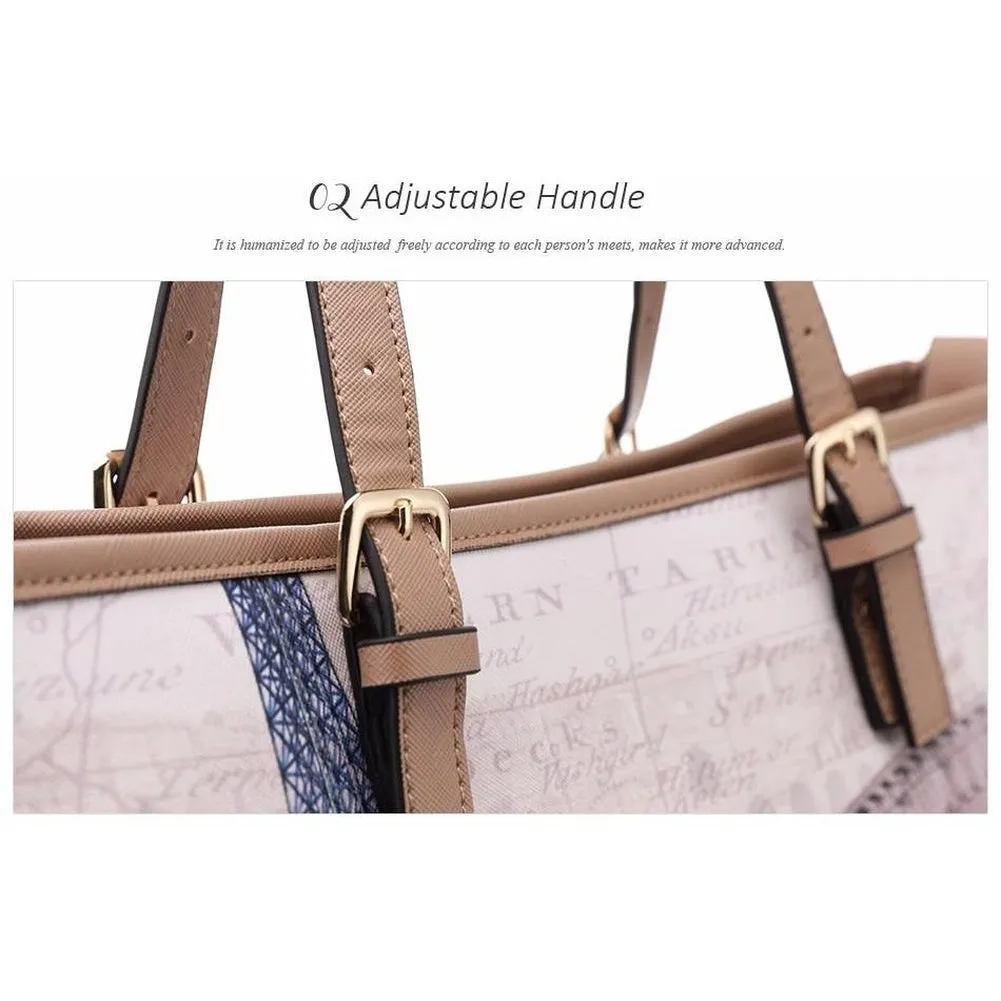 <bold>Tote Crossbody Bag & Purse Set <br>Canvas & Vegan-Leather