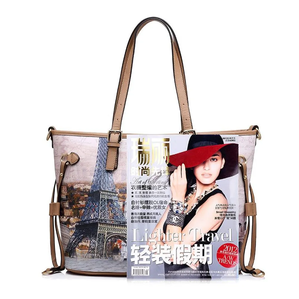 <bold>Tote Crossbody Bag & Purse Set <br>Canvas & Vegan-Leather