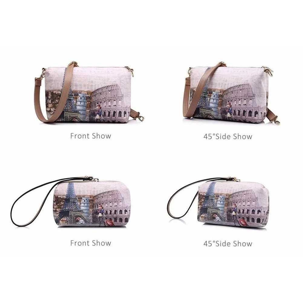 <bold>Tote Crossbody Bag & Purse Set <br>Canvas & Vegan-Leather