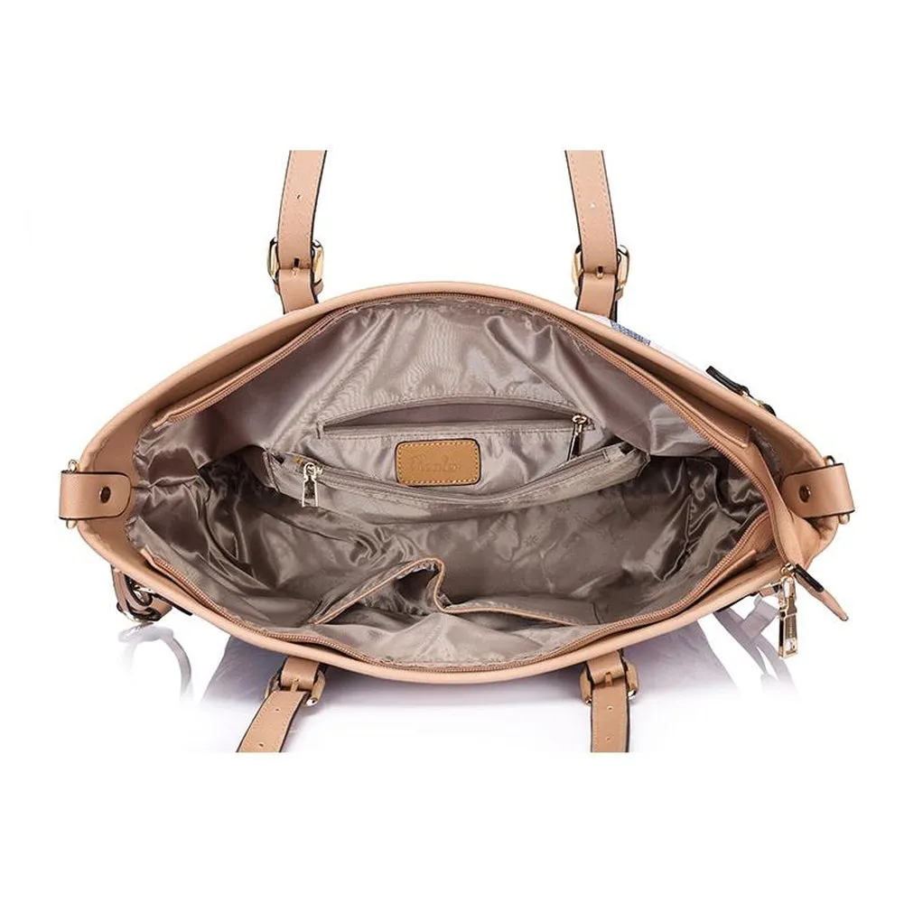 <bold>Tote Crossbody Bag & Purse Set <br>Canvas & Vegan-Leather