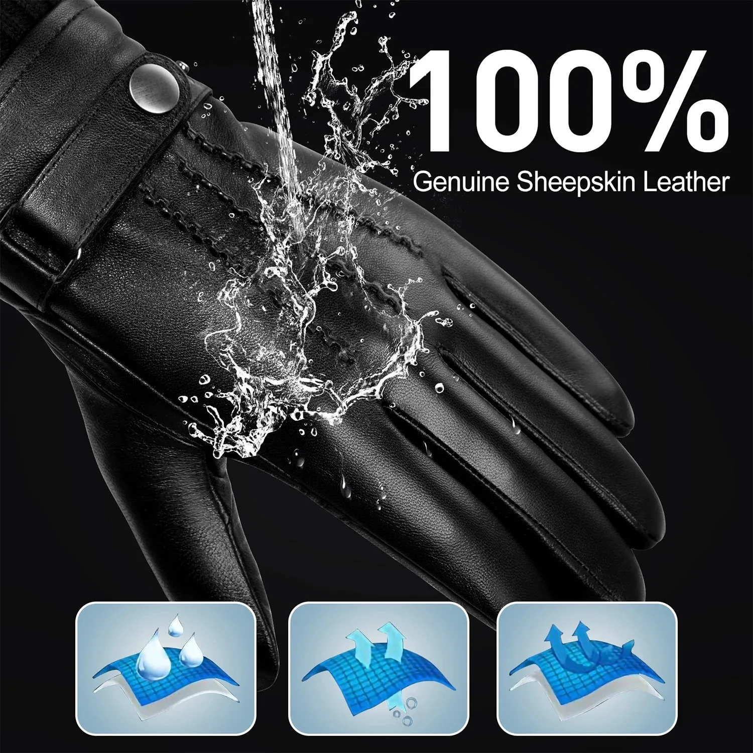 LuxTouch Cashmere-Lined Leather Gloves