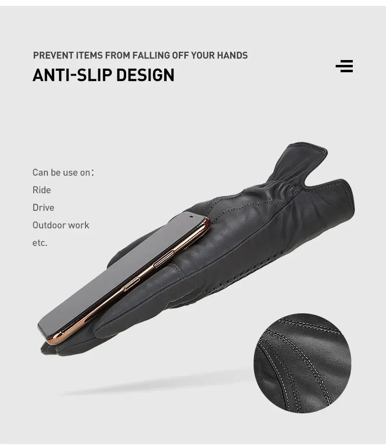 LuxTouch Cashmere-Lined Leather Gloves