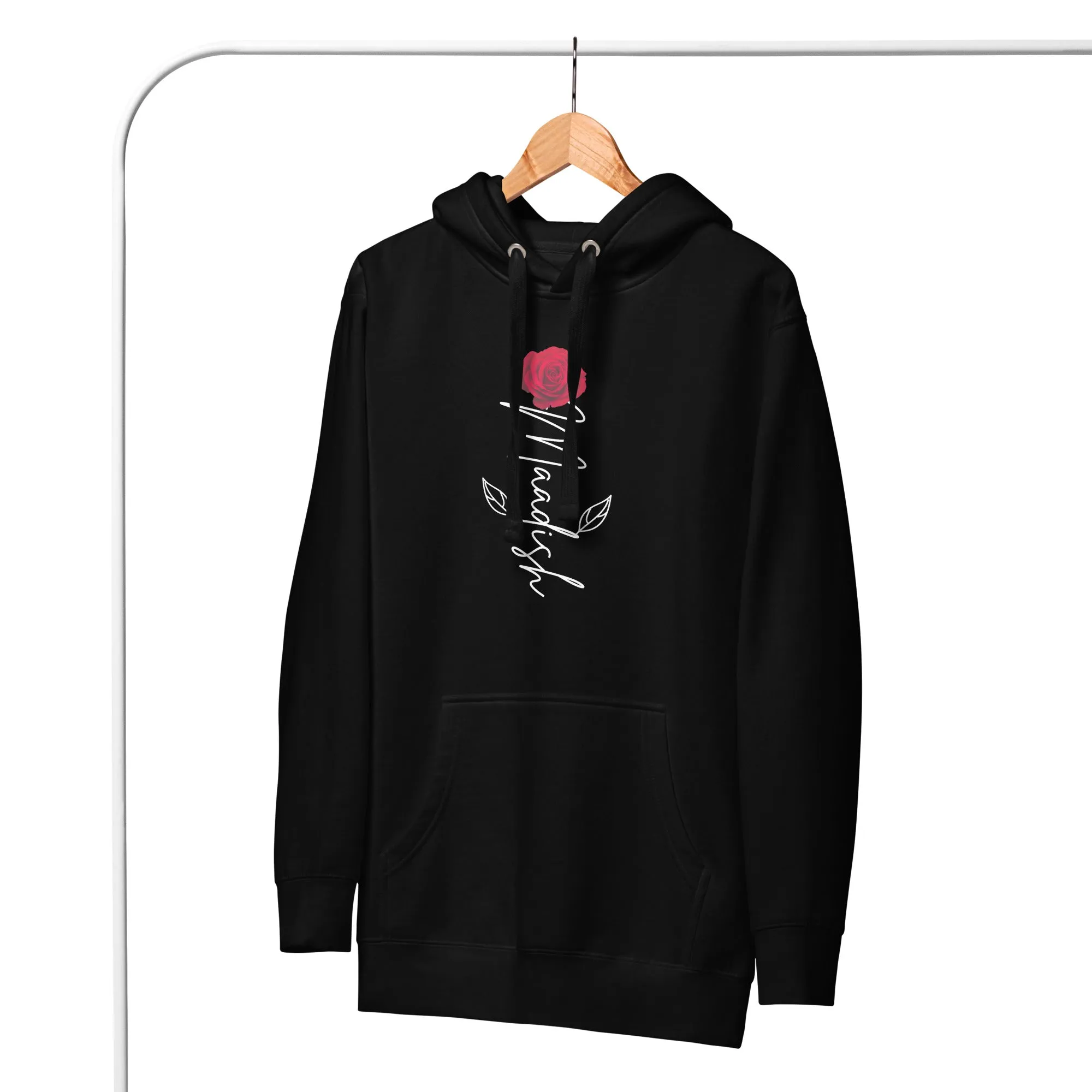 Maadish | Black Hoodie with Maadish Rose