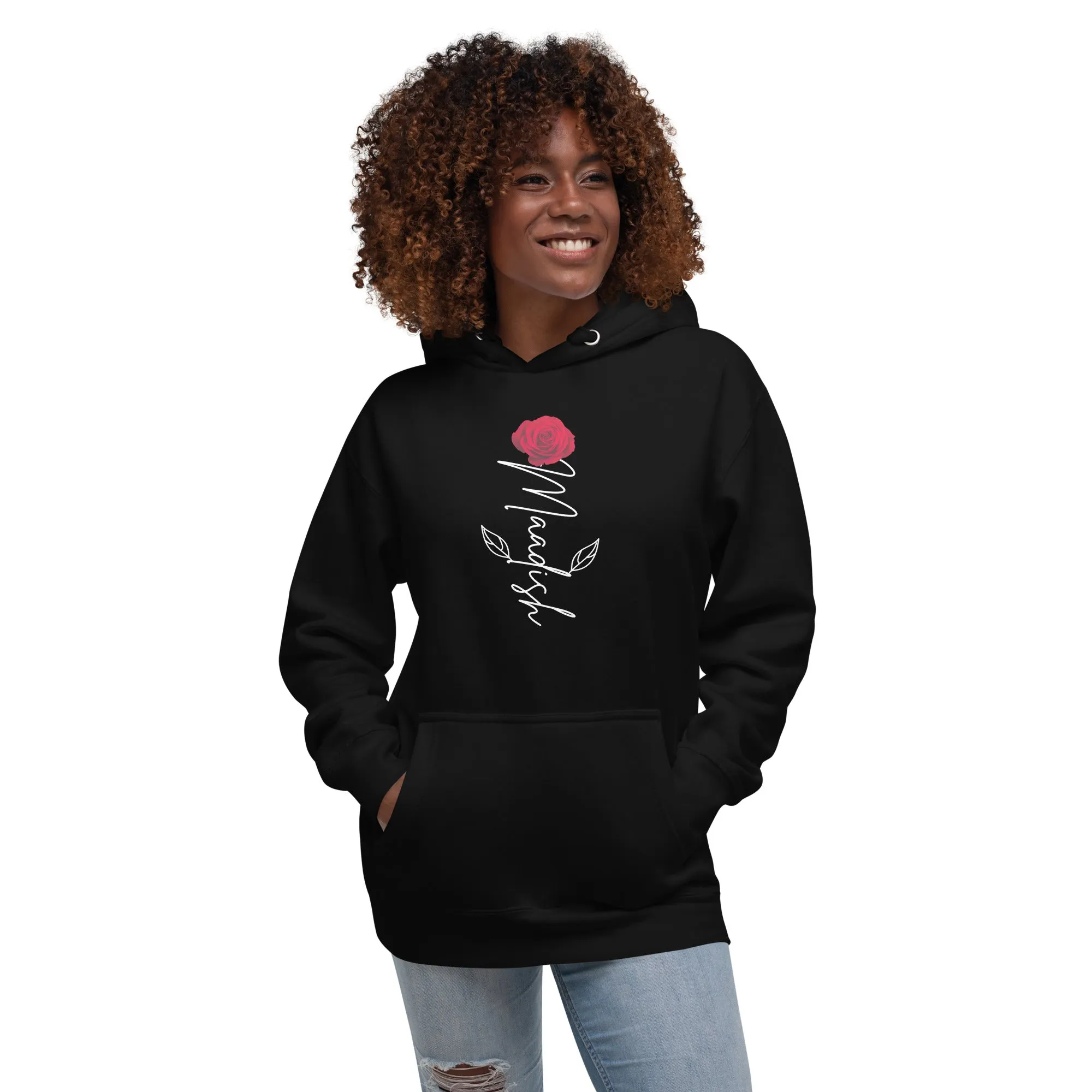 Maadish | Black Hoodie with Maadish Rose