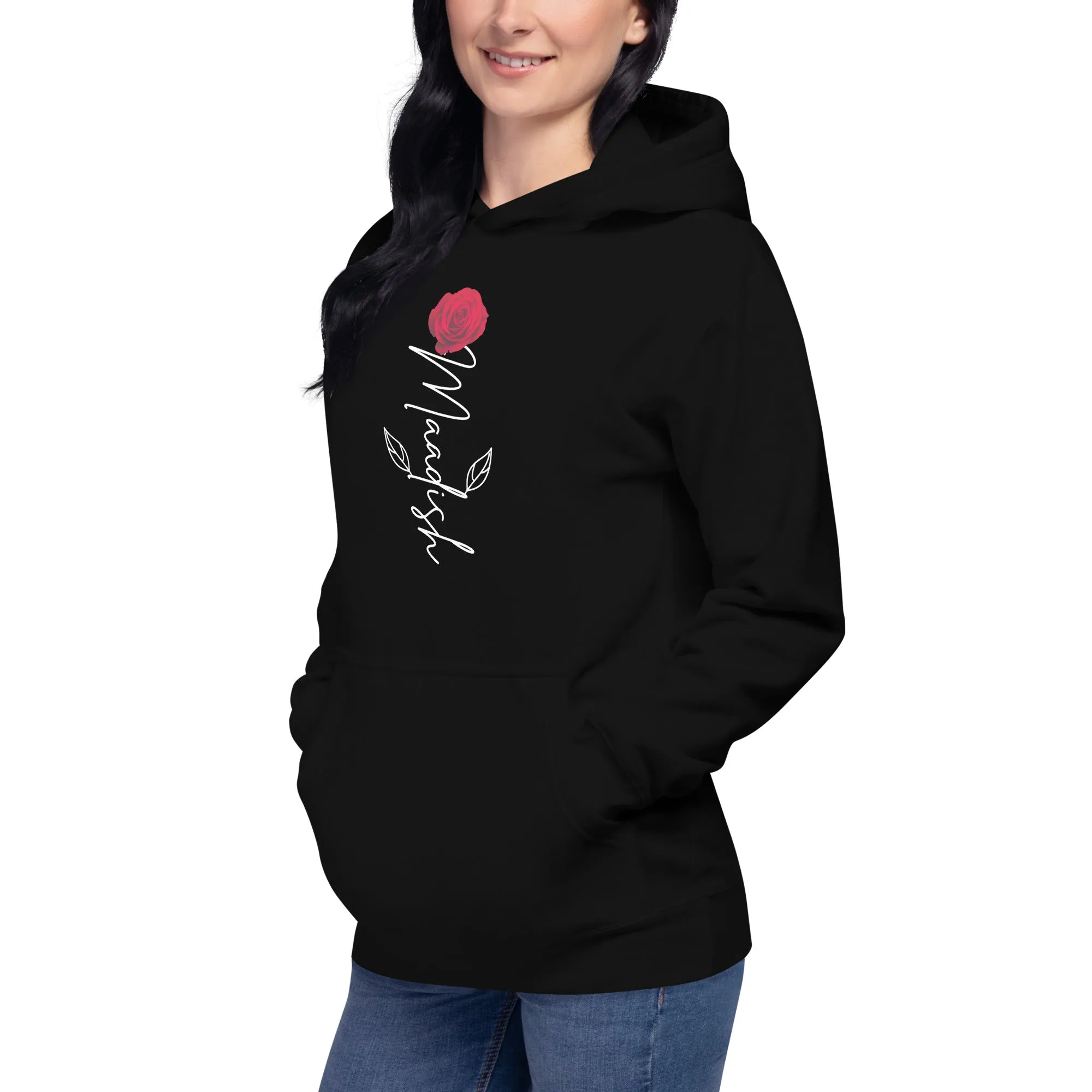 Maadish | Black Hoodie with Maadish Rose