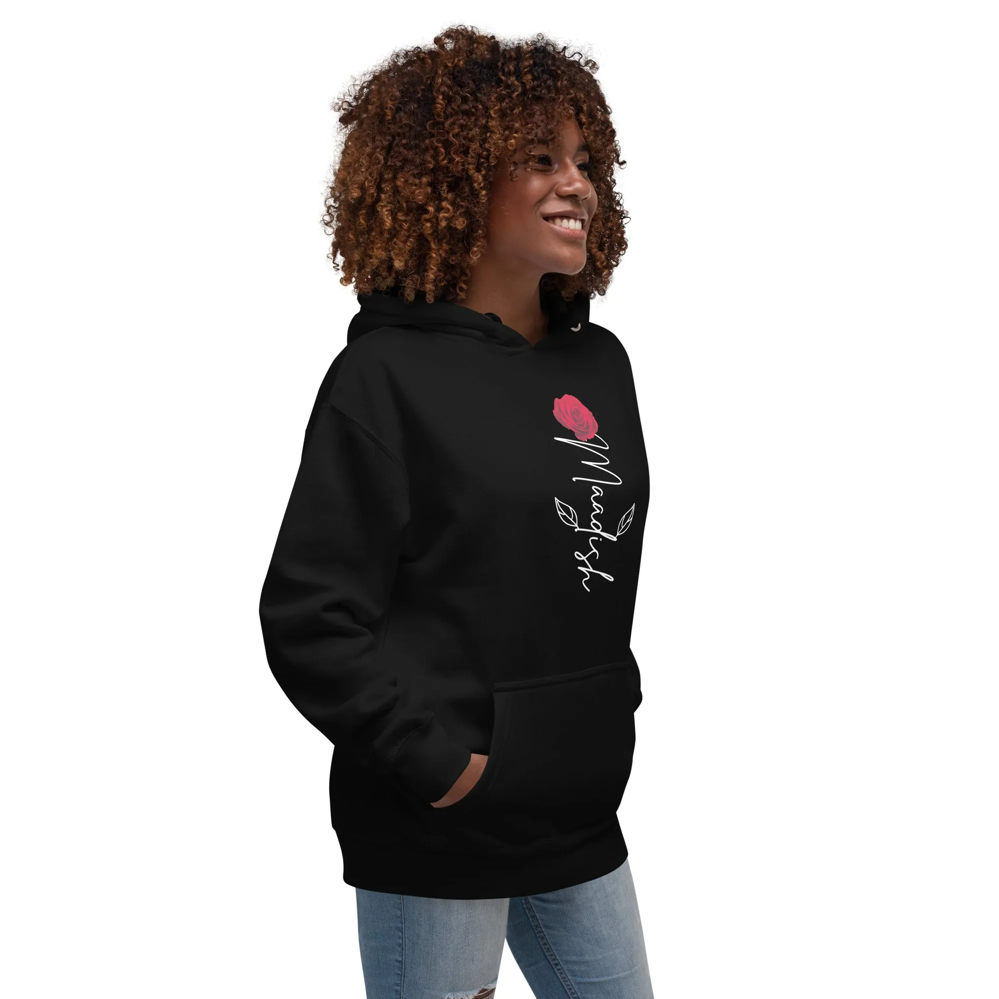 Maadish | Black Hoodie with Maadish Rose