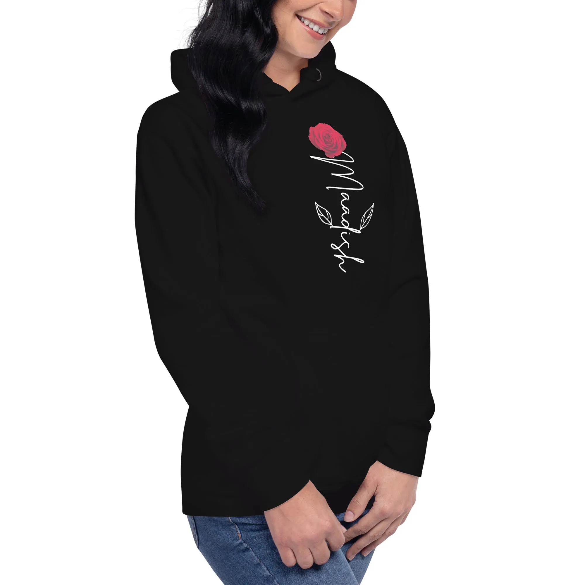 Maadish | Black Hoodie with Maadish Rose