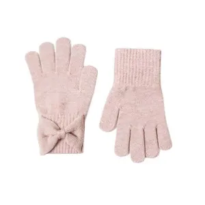 Mayoral Pink Knit Bow Gloves
