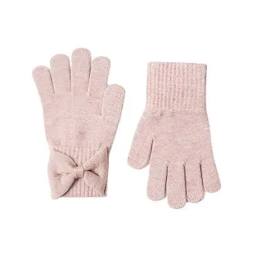 Mayoral Pink Knit Bow Gloves