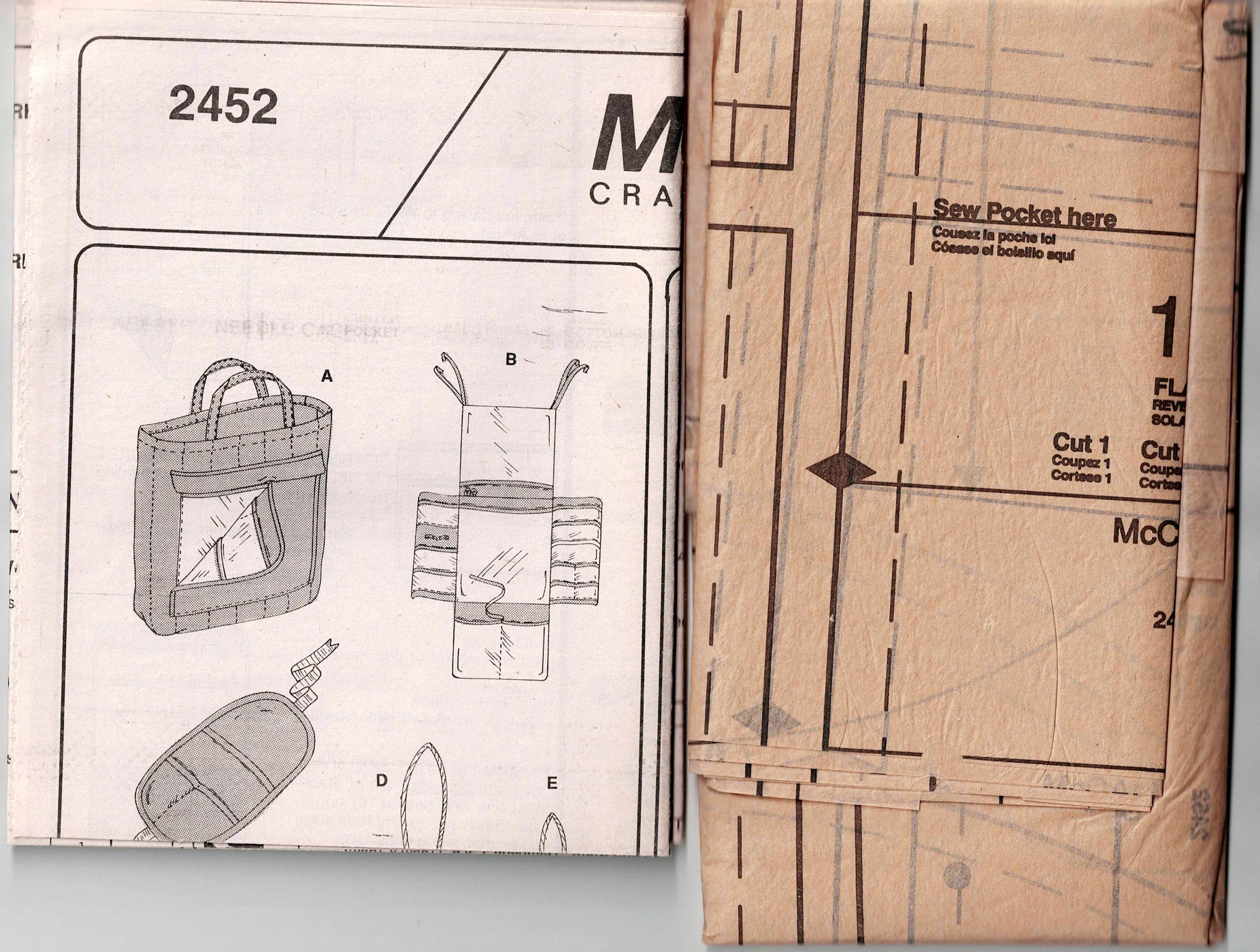 McCall's 2452 Sewing Accessories Pincushion Organizer Needle Case Tote 1990s Vintage Sewing Pattern UNCUT Factory Folded