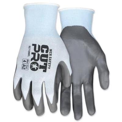 MCR Safety Cut Pro™ 92718NF Hypermax™ A2/ABR 4 Coated Cut Resistant Glove, Small, Lt Blue/Gray, 92718NFS