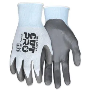 MCR Safety Cut Pro™ 92718NF Hypermax™ A2/ABR 4 Coated Cut Resistant Glove, Small, Lt Blue/Gray, 92718NFS