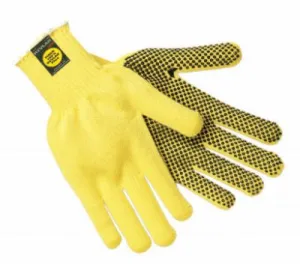 MCR Safety Kevlar Gloves, Small, Yellow, PVC Dots 1 Side, 9365S