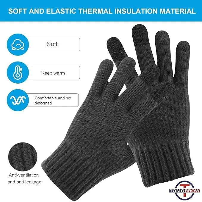 Men & Women Winter Gloves - Touchscreen, Knitted, Elastic Cuff, Thermal, Versatile - Great Gift Idea for Festival
