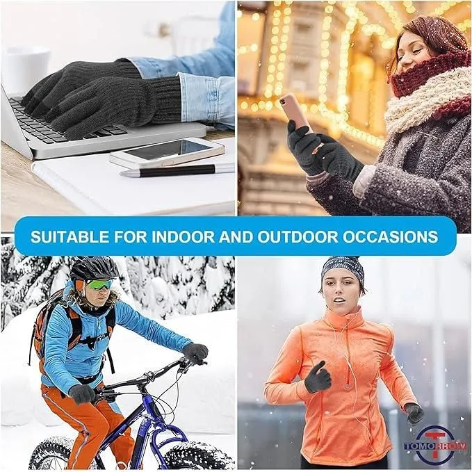 Men & Women Winter Gloves - Touchscreen, Knitted, Elastic Cuff, Thermal, Versatile - Great Gift Idea for Festival