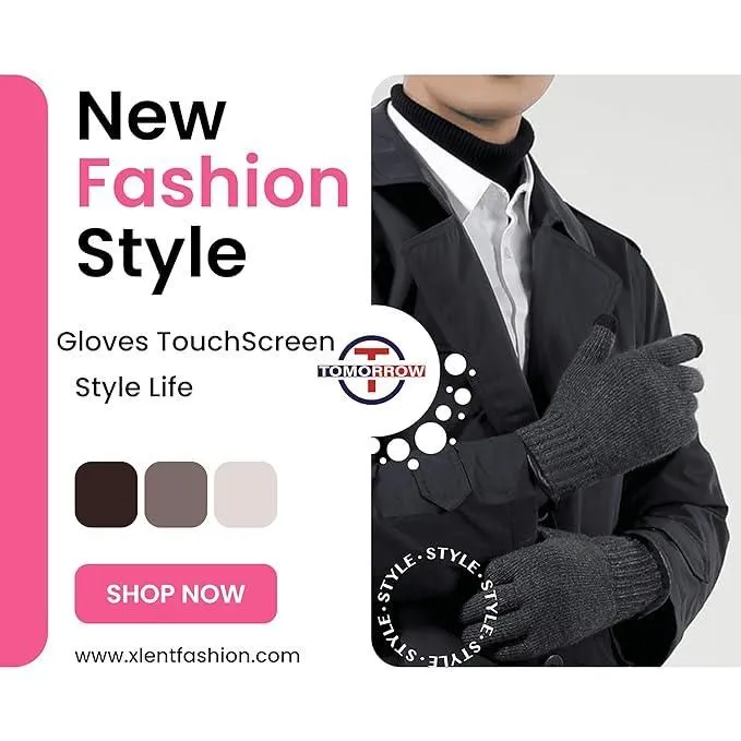Men & Women Winter Gloves - Touchscreen, Knitted, Elastic Cuff, Thermal, Versatile - Great Gift Idea for Festival